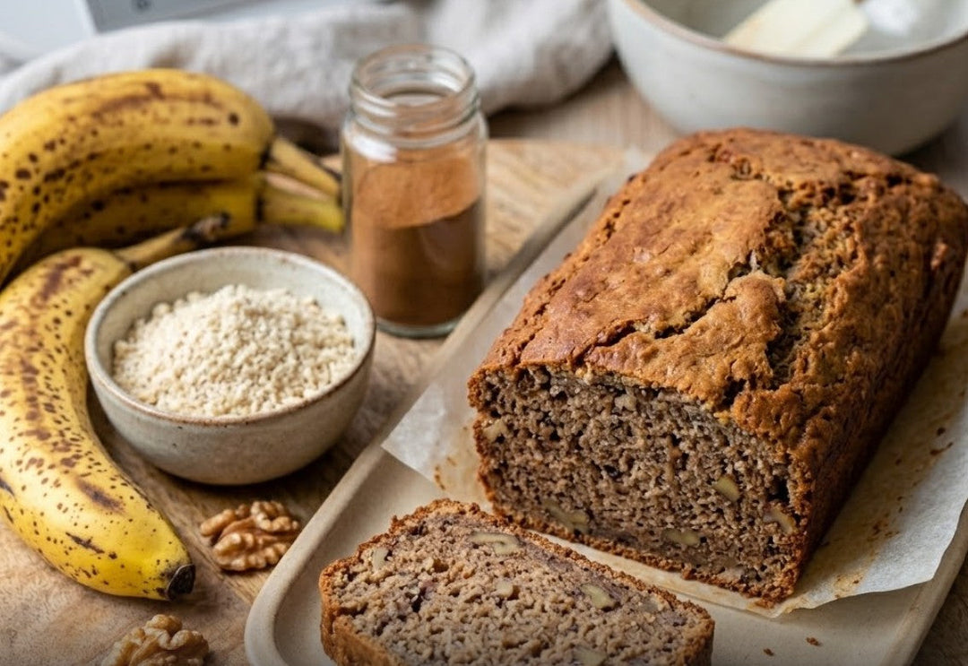 Bananenbrot mit dem Thermomix®* zubereitet als Low Carb Variante mit Mandeln und Walnüssen by fitgemixt