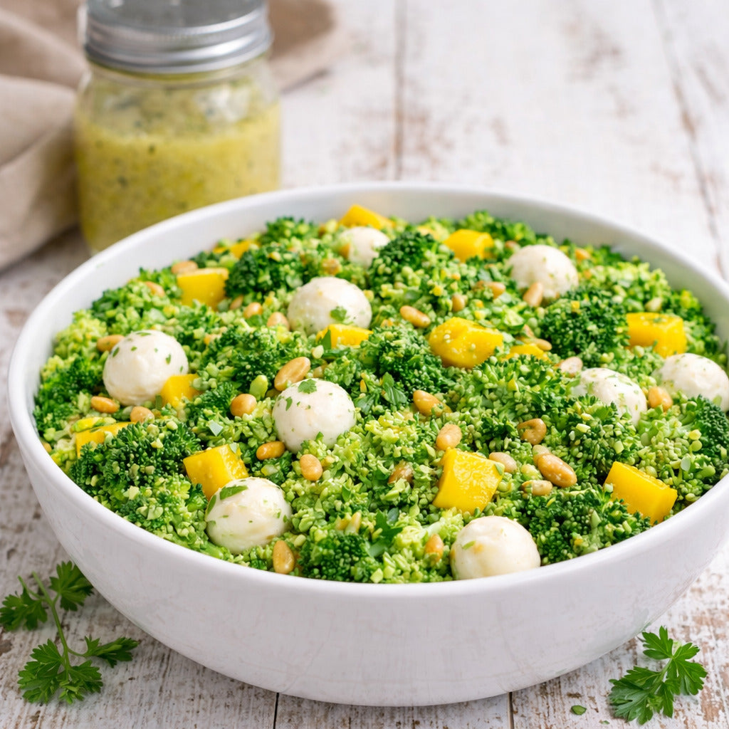 Brokkolisalat aus dem Thermomix®* mit Mango & Mozzarella, in 10 Minuten fertig