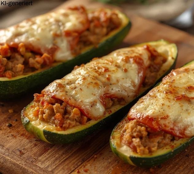 Gefüllte Zucchini mit dem Thermomix®* - Low Carb & mit Käse überbacken