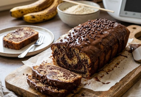 Marmorkuchen aus dem Thermomix®* zubereitet zucker-, gluten- und laktosefrei mit Bananen und Mandeln by fitgemixt