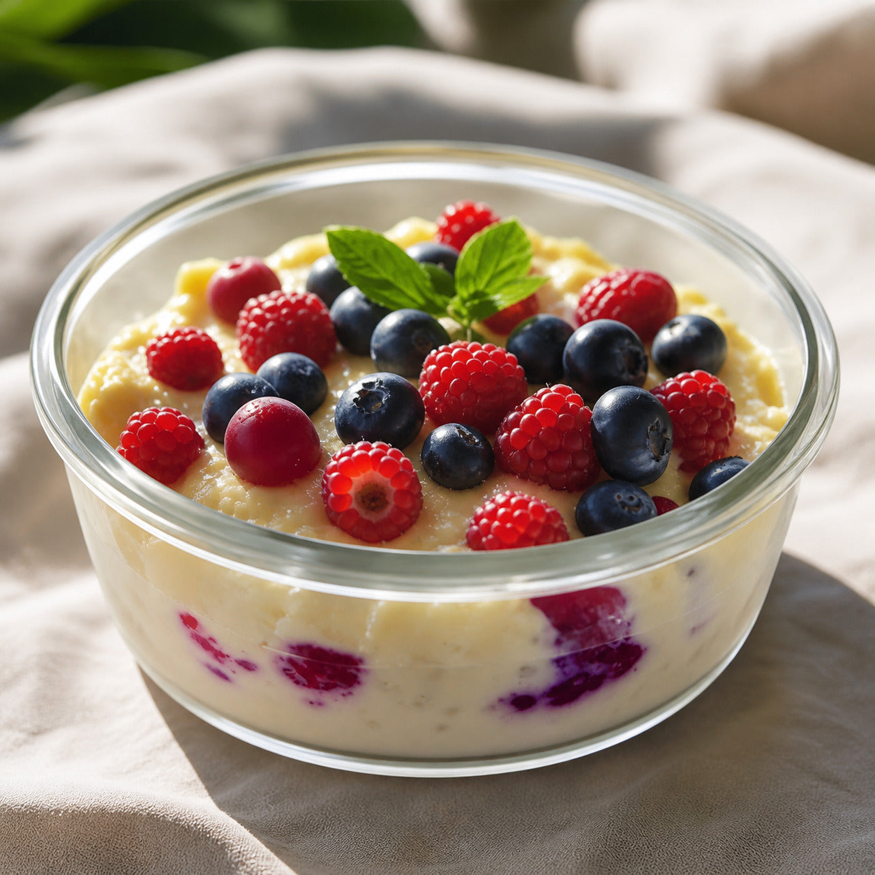 Quarkauflauf Thermomix®*-optimiert mit frischen Beeren als Low Carb Frühstück oder Dessert by fitgemixt