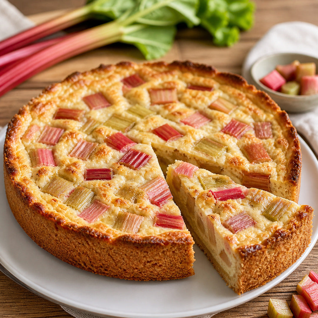 Saftiger Rhabarberkuchen mit dem Thermomix®* zubereitet mit cremiger Schmandfüllung by fitgemixt