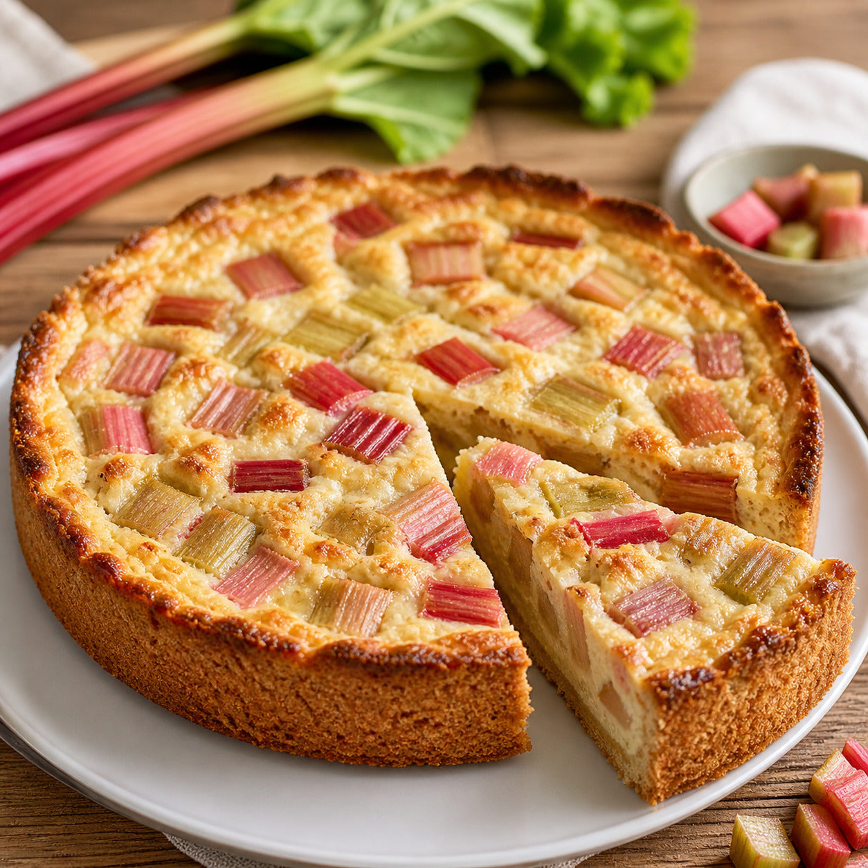 Saftiger Rhabarberkuchen mit dem Thermomix®* zubereitet mit cremiger Schmandfüllung by fitgemixt