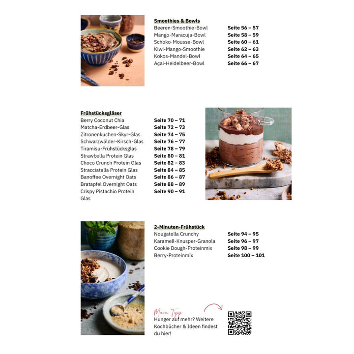 Seite 2 des Inhaltsverzeichnisses zum Frühstücksrezeptbuch passend für den Thermomix®* von fitgemixt