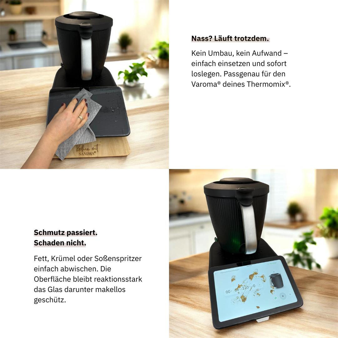 Thermomix Display Schutz mit Displayschutzfolie TM7, einfach abwischen und sauber halten.