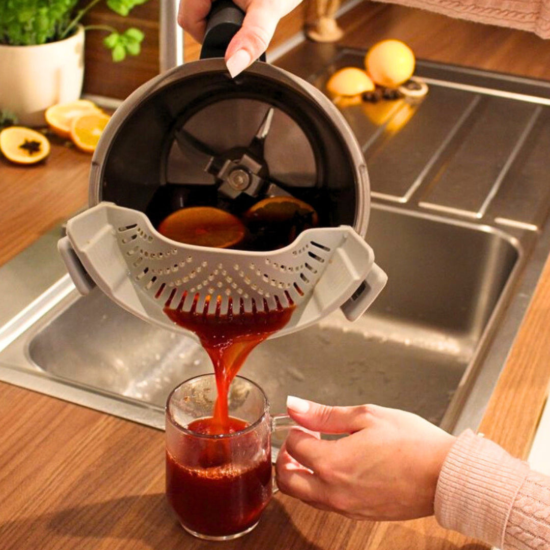 Perfekte Abgießhilfe für Kinderpunsch aus dem Thermomix®. Produkt by fitgemixt