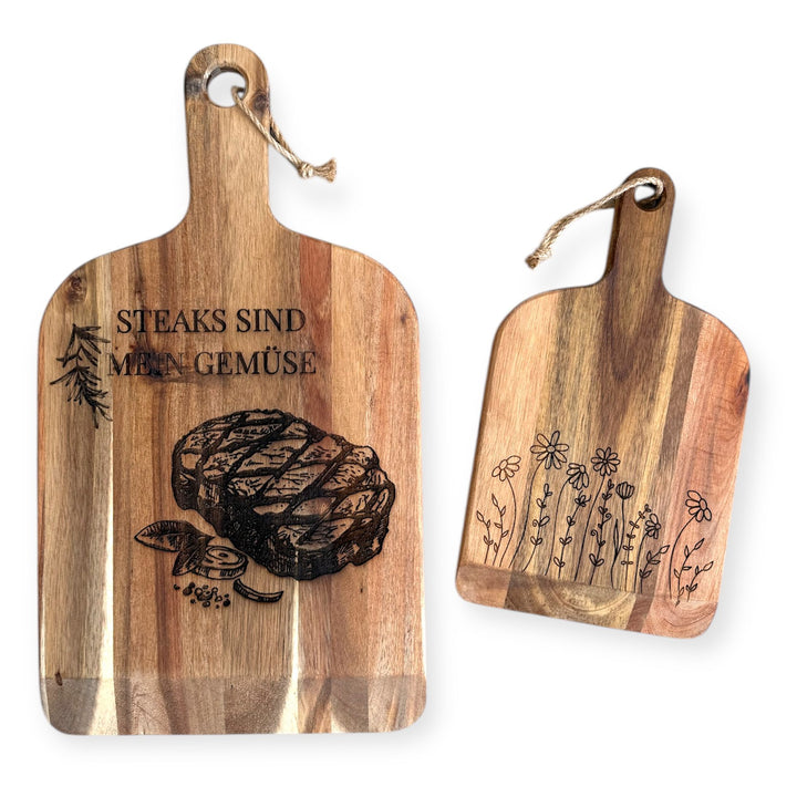Akazienholz Schneidebrett mit Gravur – dekoratives und praktisches Holzbrett mit Wunschgravur von fitgemixt