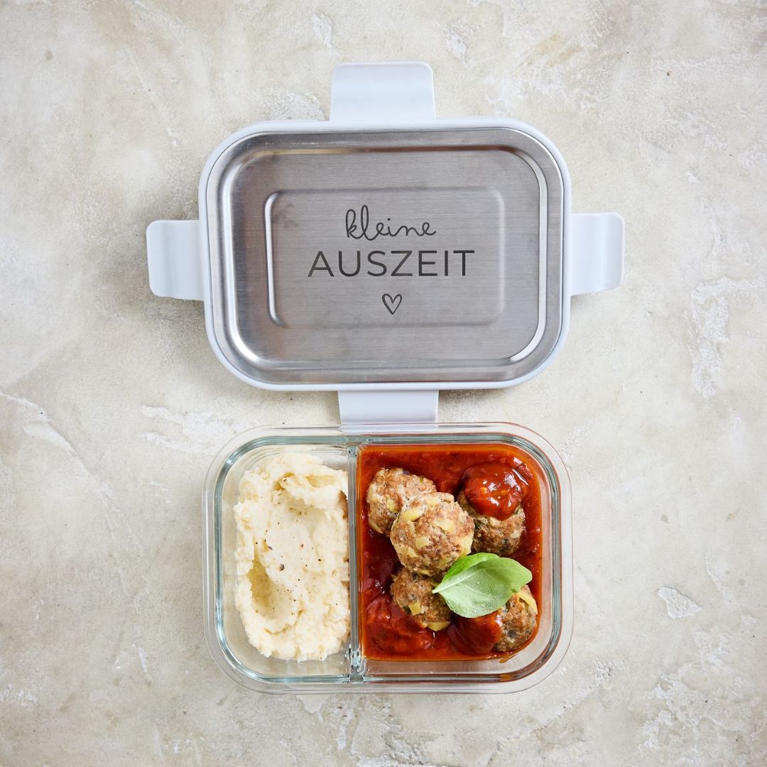 Auflaufform mit Deckel & Trenner aus Glas – ideal für Mealprep und frisches Aufbewahren im Shop von fitgemixt erhältlich