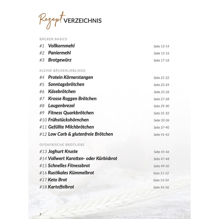 Inhaltsverzeichnis für Brotbackbuch für den Thermomix by fitgemixt - entdecke jetzt das neue Brotbackbuch für deinen Thermomix® und backe dein eigenes leckeres Brot! Hol dir jetzt das Buch bei fitgemixt und starte deine Brotback-Abenteuer!