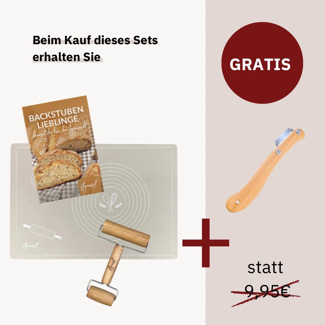 Brotliebe Set mit „Backstubenlieblinge“ mit 35 fitgemixten Thermomix®* Brot-Rezepten für Brote, Brötchen und herzhafte Backwaren plus gratis Teigmesser jetzt hier sichern