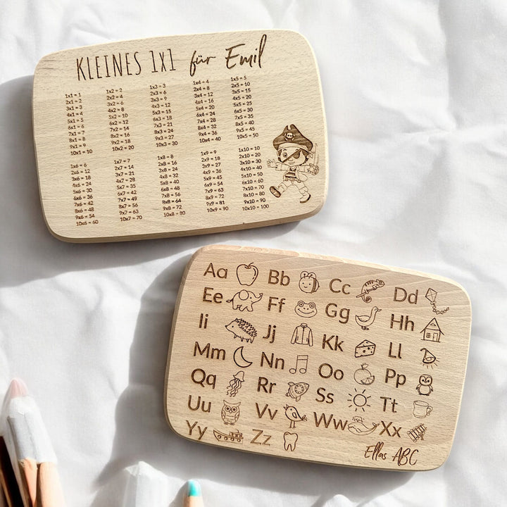 Personalisiertes Brotzeitbrett mit Gravur sowie unser Einschulung 2022 Lineal