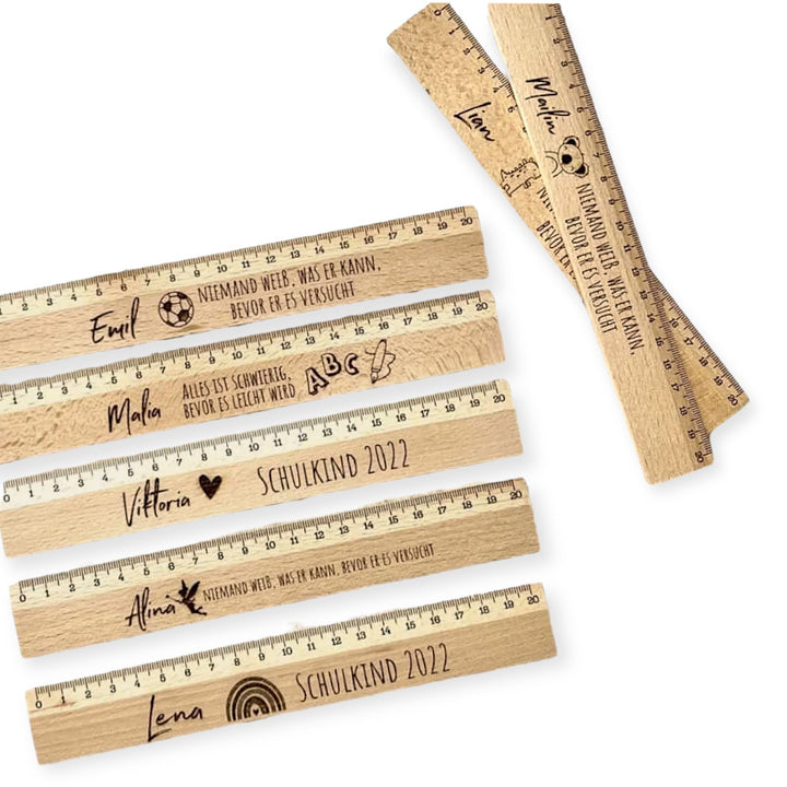 Einschulung Lineal mit Name + Text + Motiv