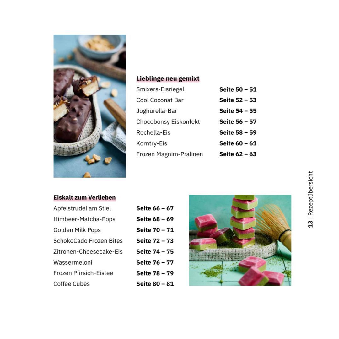 Rezeptübersicht mit fruchtigen Popsicles – entdecke das Buch voller Eis im Thermomix®*: Rezept-Ideen von fitgemixt.