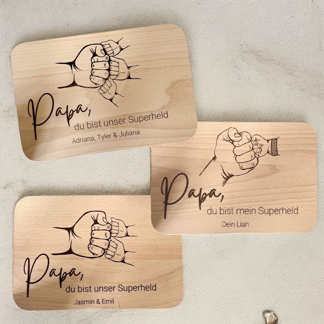 Frühstücksbrett PAPA die perfekte Geschenk zum Vatertag, Geburtstag, Weihnachten, Ostern oder einfach für Zwischendurch by fitgemixt