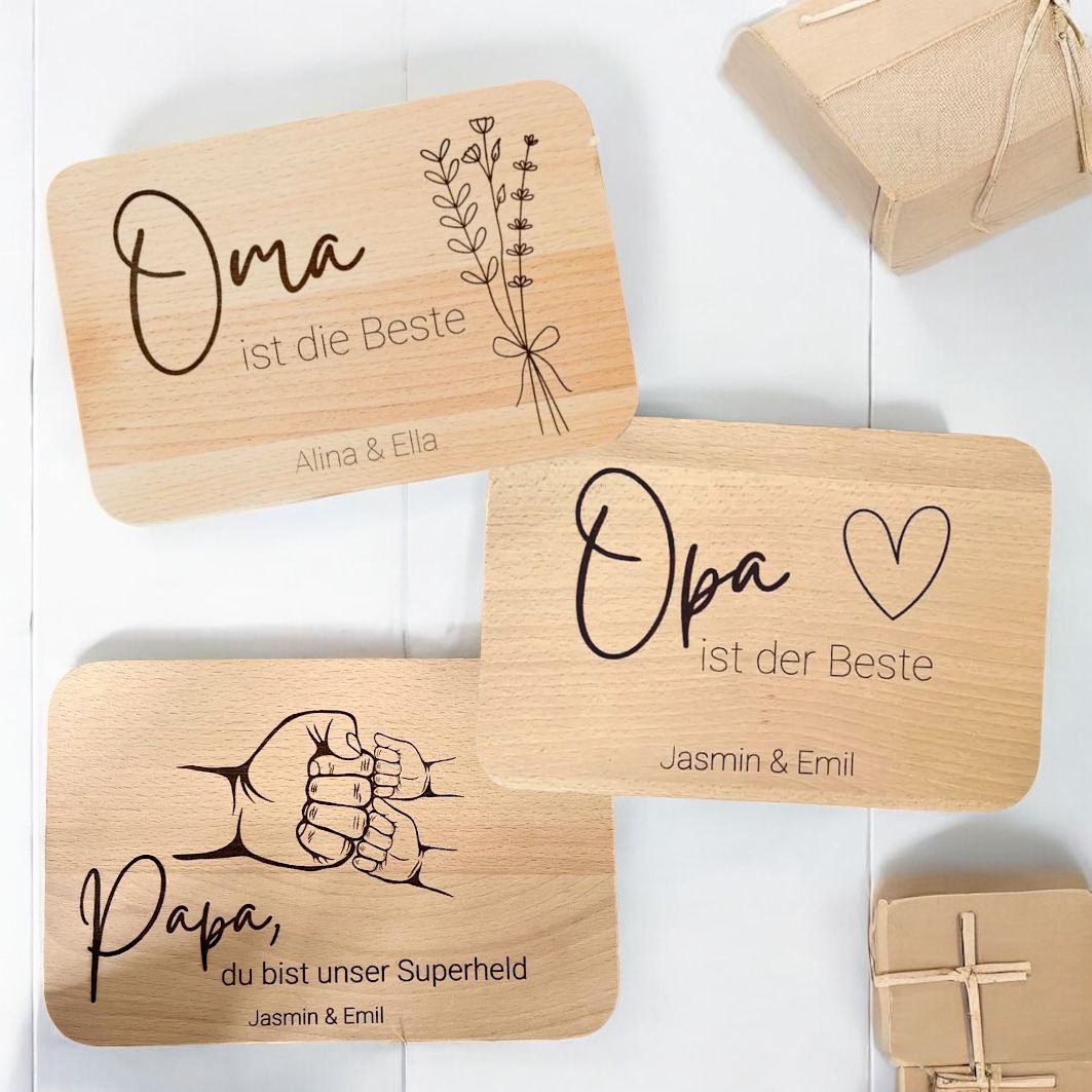 Frühstücksbrettchen mit Gravur OPA ist der Beste und Namen personalisiert - Frühstücksbrett 22 x 12 cm – fitgemixt.de