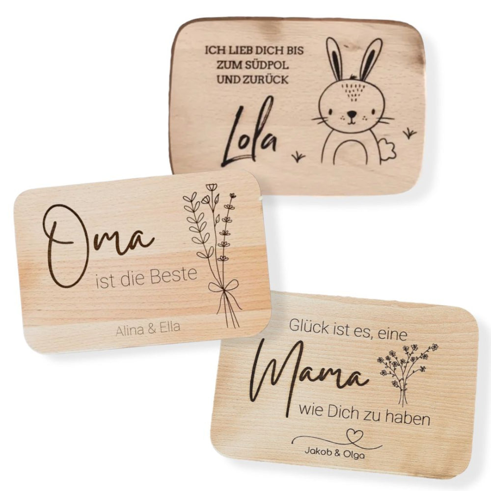 Frühstücksbrettchen personalisiert mit Name & Bild – das perfekte personalisierte Geschenk, erhältlich im fitgemixt Onlineshop.