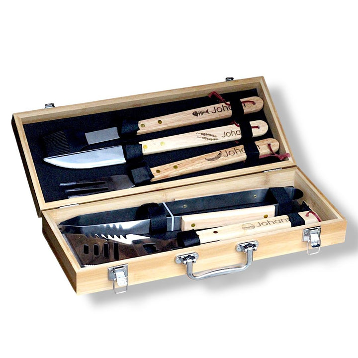 Grillbesteck personalisiert mit Spruch und Namen oder Standardspruch