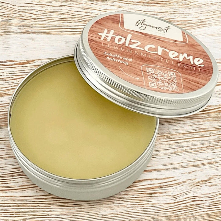 Hol dir jetzt die Holzcreme, lebensmittelechte und zwart duftend von fitgemixt