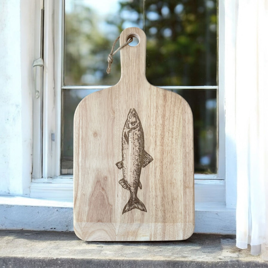 Kleines Schneidebrett mit Gravur aus Eiche – personalisierbares Servierbrett im fitgemixt Shop bestellen