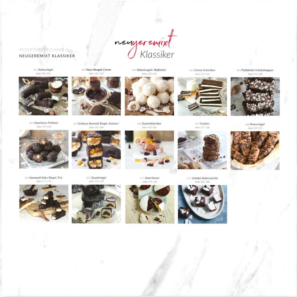 Rezeptübersicht "Neugemixt Klassiker" aus dem Fitgemixt Backbuch "Süß bin ich" – hier im Shop sichern