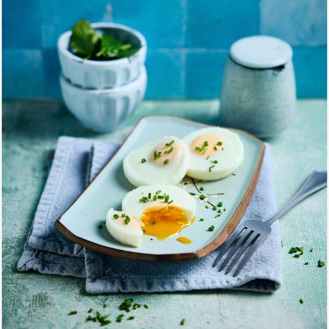 Pochiertes Ei
Thermomix®* und FitSteam sei Dank - hier als einzelnes
pochiertes Ei mit cremigem
Eigelb vom kostenlosen fitgemixt
Rezept