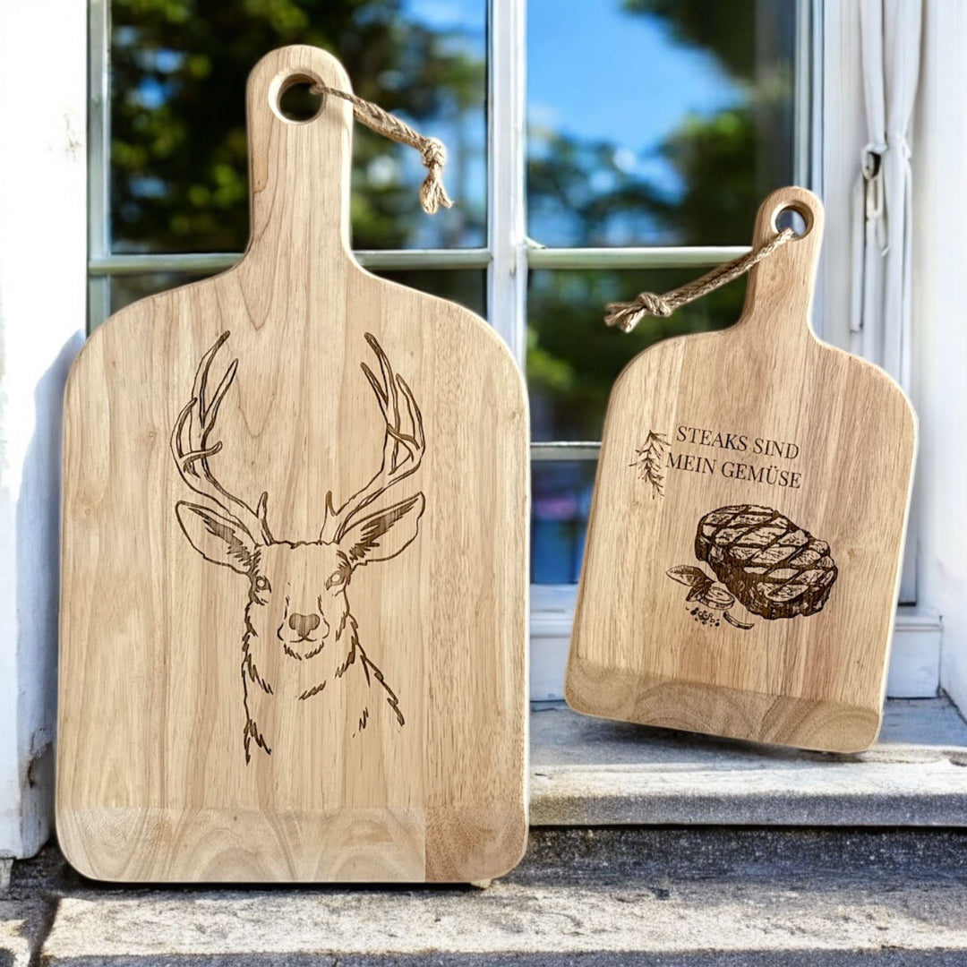 Schneidebrett mit Gravur aus Eiche – hochwertiges Küchenbrett mit Motiv online bei fitgemixt kaufen