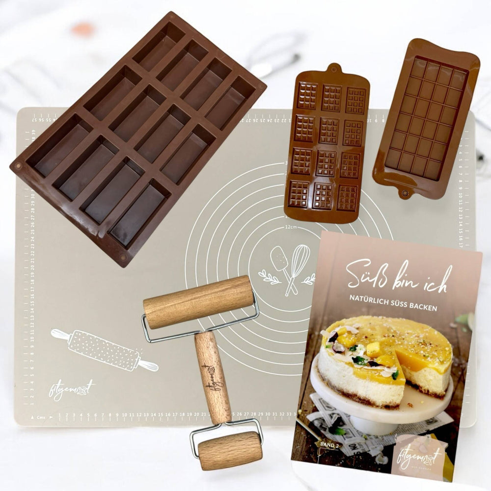 Sparset Süßverliebt Premium kaufen – Kombiset mit Backzubehör & Rezeptbuch von fitgemixt