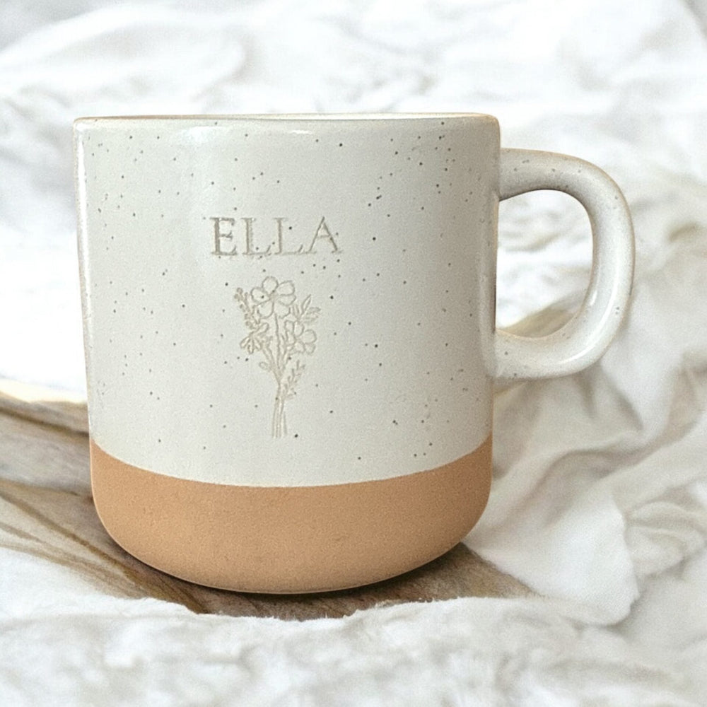Tasse mit Gravur aus Motiv/Spruch ✚ Name aus Steingut – Fitgemixt