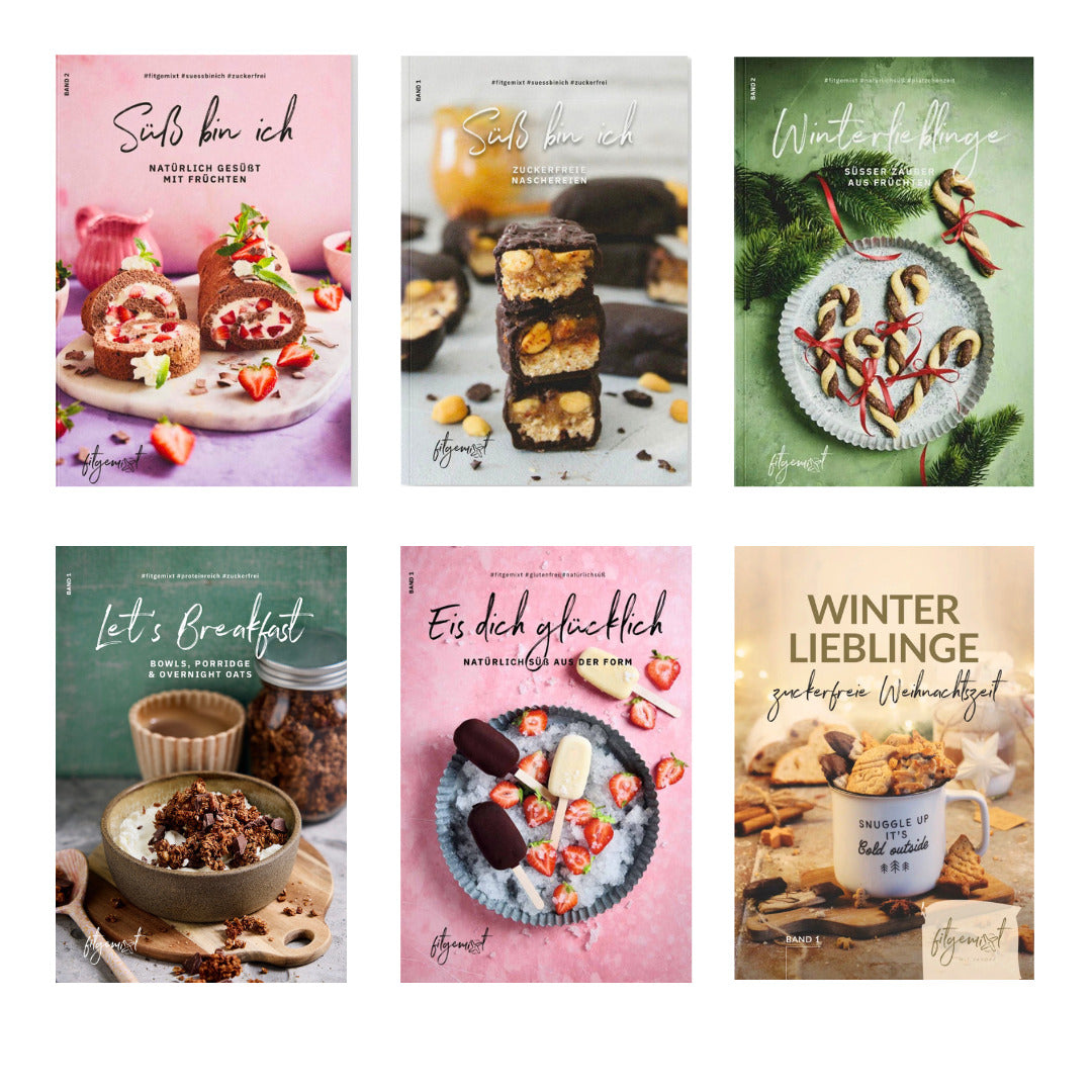 Für deinen Thermomix®*: Backbücher Set von fitgemixt mit 6 Büchern und über 200 süßen Rezepten ohne Haushaltszucker, jetzt als Süße Momente Set sichern