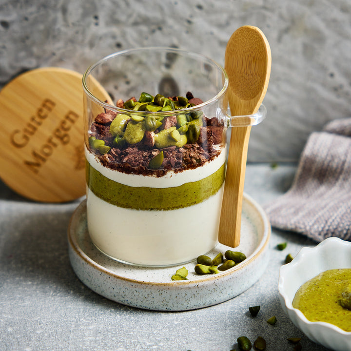 Thermomix®* Frühstück schnell im fitgemixt Löffelglas angerührt aus dem Buch "Let’s break fast" von fitgemixt