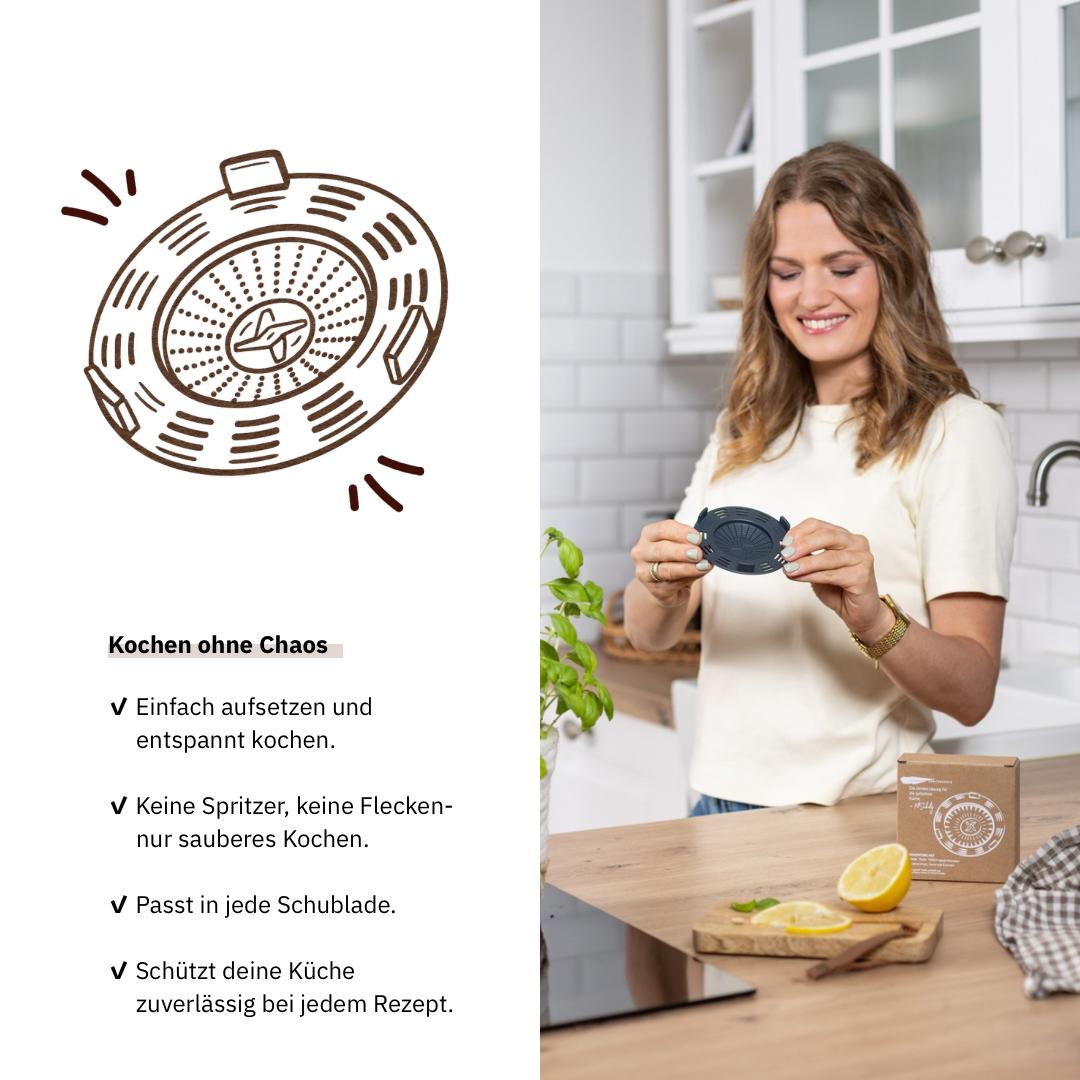 Passend für den Thermomix®* Spritzschutz FitSchutz von fitgemixt mit hitzebeständigem Deckel mit Schlitzen