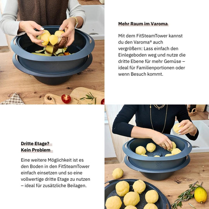 Gareinsatz Thermomix®* TM31* Alternative FitSteamTower – vergrößerte Fläche zum Dampfgaren – jetzt im fitgemixt Shop kaufen