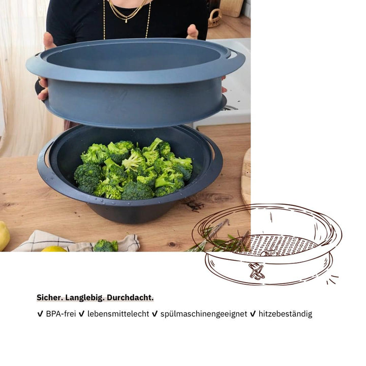 Gareinsatz Thermomix®* TM31* Alternative FitSteamTower – vergrößerte Fläche zum Dampfgaren – jetzt im fitgemixt Shop kaufen