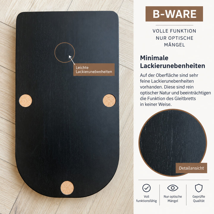 Schwarzes Gleitbrett TM7 von fitgemixt mit leichtem Kratzer im Lack, jetzt als B-Ware günstig sichern
