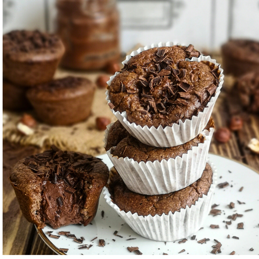 Low-Carb Zucchini Muffins mit Schokokern, glutenfrei und ohne Haushaltszucker, in 10 Minuten zubereitet aus dem Diät-Rezepte Kochbuch passend für den Thermomix®* Feel Good Fast Food von Fitgemixt