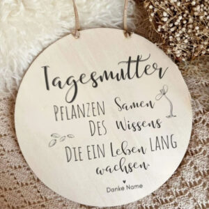 Abschiedseschenk Tagesmutter Holzschild - von uns mit Liebe zum Detail graviert | fitgemixt Dekoshop