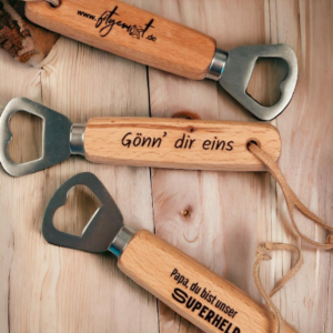 Flaschenöffner mit Gravur - personalisierter Geschenkartikel nach deinen Wünschen und perfekt für Männer. Im fitgemixt-Shop erhältlich.